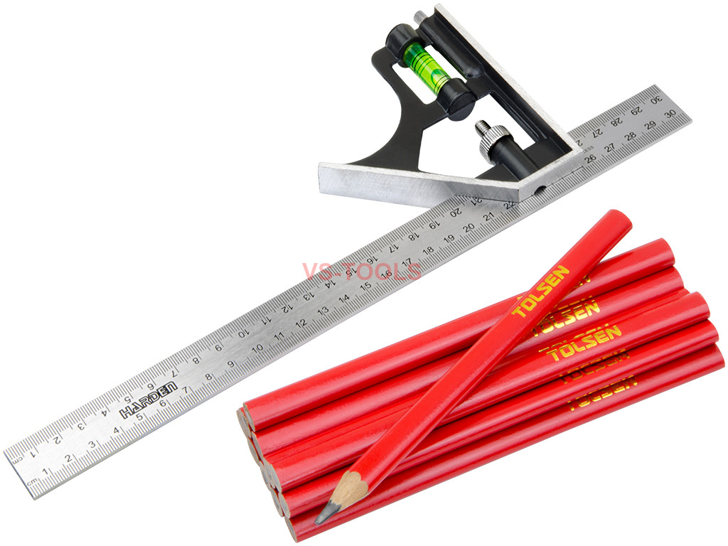 Stainless Steel Metric Combination Square Vial Ruler Pack
